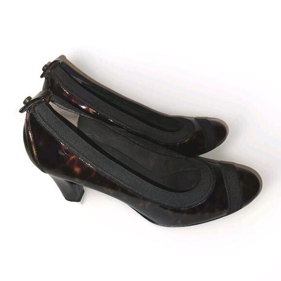 NEW! Stuart Weitzman Easily Elastic Pump Patent Leather Tortoise Shell Toe Sz 8 - Picture 2 of 9
